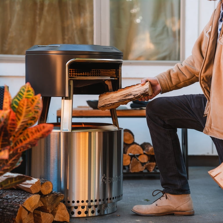 Solo Stove Yukon Pi Fire | Pizza Oven Accessory for Yukon Fire Pit, Incl.  Carry Case u0026 Cordierite Pizza Stone, Wood Burning Assembly, Stainless  Steel, (H x Dia): 19.1 x 26.5 in - Walmart.com