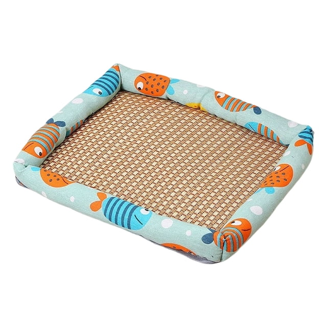 Hearth & Gear Natural Pet Mat Pet Cooler Summer Linen Rattan Mat Woven Breathable Square Washable Rattan Bed With Edge For Dogs Cats Accessories for Small Dogs Saddlebag Dogs Fuseball Accessories Dog