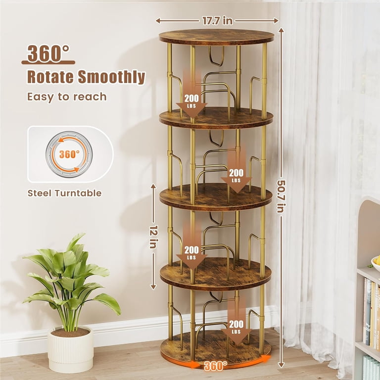金時　National Geographic サイドウォール4枚 Free Shipping! Flycity Gold 4 Tier Rotating Bookshelf 360° Display