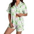 thumbnail image 2 of Women Christmas Pajamas Short Sleeve Xmas Funny Graphic Top and Shorts Button Down Holiday 2 Piece Loungewear Sets Pjs Gifts for Mom Wife Girlfriend Her, 2 of 5