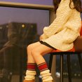 thumbnail image 4 of Winter Leg Warmers Women Japanese Striped Cable Knit Loose Slouch Snow Boot Socks Student Stockings Leg Cover, 4 of 9