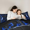 thumbnail image 5 of Manfei Game Console King Size Comforter Sets,Gamer Gaming Bedding Comforter Set,Blue Black Checkered Bedding Set,Breathable Bedroom Decorative Reversible,3-Piece, 5 of 8