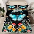 thumbnail image 2 of Feelyou Dreamy Blue Butterfly Twin Sheet Sets for Teens, Jungle Mushroom Flower Twin Fitted Sheet, Boho Animal Flat Sheet, Breathable Home Decor, 3 Pieces, 2 of 7