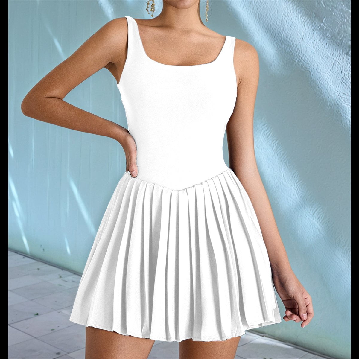 Pleated Yoga Skirt Outdoor Running Fitness Tennis Skirt Swan White S
