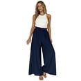thumbnail image 7 of Dresfit Linen Pants Women Palazzo Wide Leg Pants Summer 2026 Baggy Flowy Pant Elastic High Waist Plus Size Ruffle Beach Trousers with Pockets XL, 7 of 7