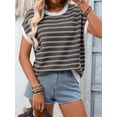 thumbnail image 4 of Women'S Sweater Vest Striped Pullover Tank Top Round Neck Cap Sleeve Light-Weight Summer Casual Clothes Gray S, 4 of 9