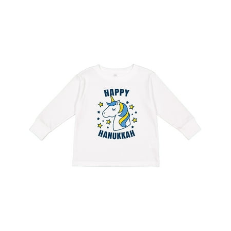 

Inktastic Happy Hanukkah Unicorn in Gold and Yellow with Stars Gift Toddler Boy or Toddler Girl Long Sleeve T-Shirt