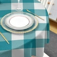 thumbnail image 4 of Teal Checkered Round Tablecloth 60 Inch - Waterproof Fabric Table Cloth Protector, Farmhouse Turquoise Buffalo Plaid Tablecloths Washable Table Cover for Kitchen Banquet Coffee Table Outdoor Party, 4 of 6