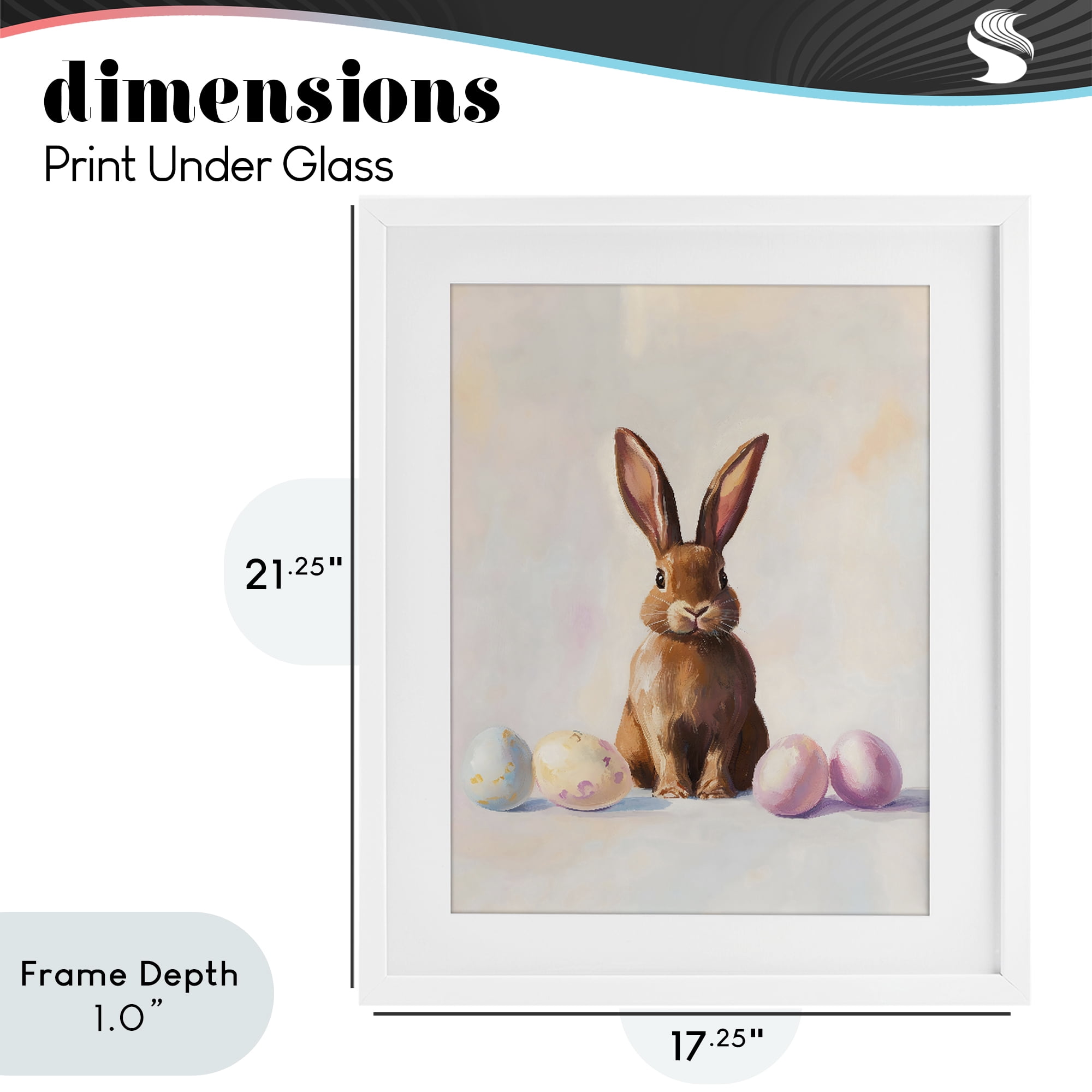 Stupell Industries Easter Bunny with Pastel Eggs White Framed Print Under Glass, design by The Prints Vibe