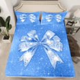thumbnail image 2 of Manfei Dreamy Bowknot King Sheet Sets, Glitter Stars Print Sheet Set King, Cartoon Ribbon Bed Sheets Set King Size, Breathable Room Decorative, 4pcs, 2 of 7