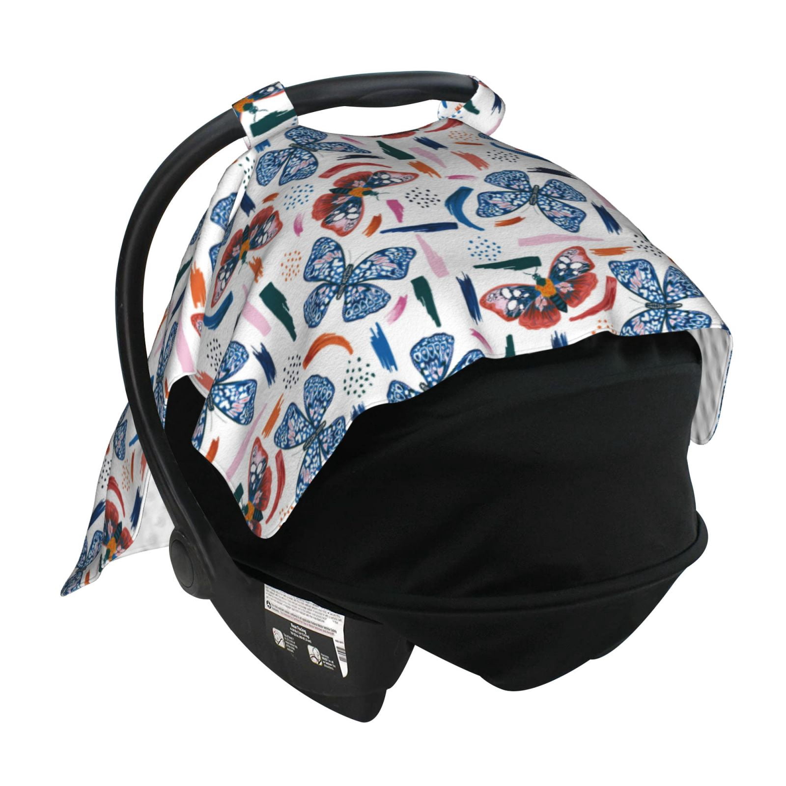 Car Seat Cover Baby - Retro Butterfly A Breathable Infant Car Seat Cover for Baby Carseat, Lightweight Comfort Baby Essentials Must Haves Newborn Stuff for Girl Boy