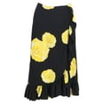 thumbnail image 1 of Pre-Owned Ganni Floral Printed Midi ruffled Skirt in Black Silk, 1 of 2