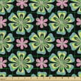 thumbnail image 2 of Ambesonne Floral Fabric by the Yard Upholstery, Doodle Colorful Tropical, 1 Yard, Teal Pink, 2 of 5