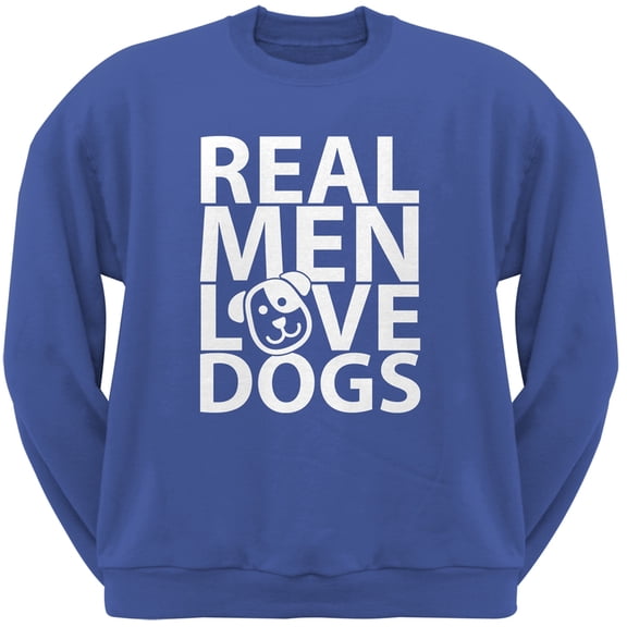 Valentine's Day - Real Men Love Dogs Red Adult Crew Neck Sweatshirt