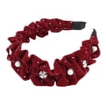 thumbnail image 4 of Unique Bargains 1 Pc Hairband Pleats Rhinestone Hair Accessories for Women Wine Red, 4 of 5
