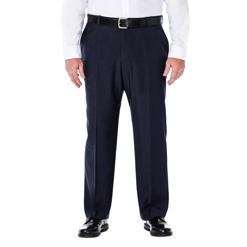 Photo 1 of Big & Tall Haggar® eCLo™ Stria No-Iron Classic-Fit Flat-Front Dress Pants
52W x 34L 400 blue