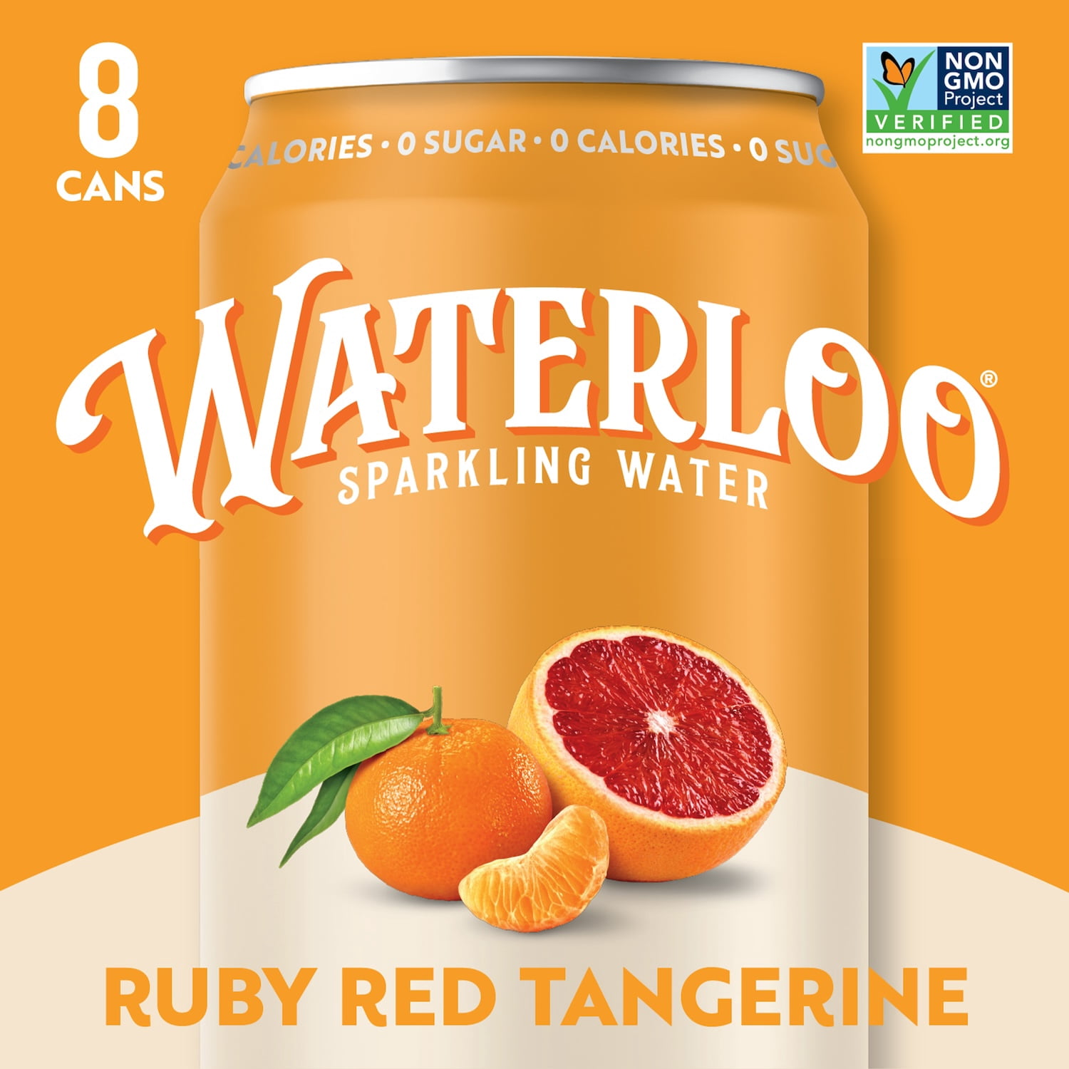 (3 pack) Waterloo Sparkling Water, Ruby Red Tangerine, 12 fl oz, 8 pack cans