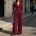 thumbnail image 2 of VBTAPA Pant Suits for Women Dressy 2 Piece Blazer and High Rise Straight Leg Pants Sets Business Casual Outfits Wine XXL, 2 of 8