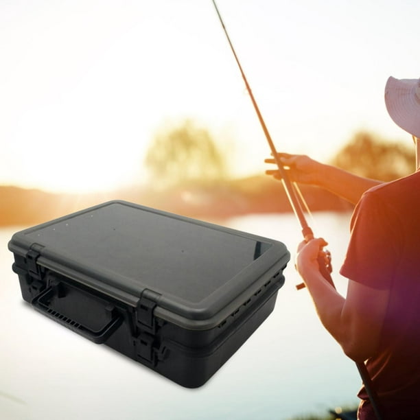 Yinanstore Portable Fishing Box 2 Layer With Adjustable Dividers 15..84x4.92inch Black Black