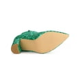 thumbnail image 5 of BLISSFUL STEP Women's Glitter Pointed Toe Block Heeled Ankle Boots Shamrock Green 6, 5 of 7