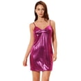 thumbnail image 1 of INSPIRE CHIC Robe Courte à Bretelles Spaghetti à Paillettes Métalliques pour Femme, 1 of 5
