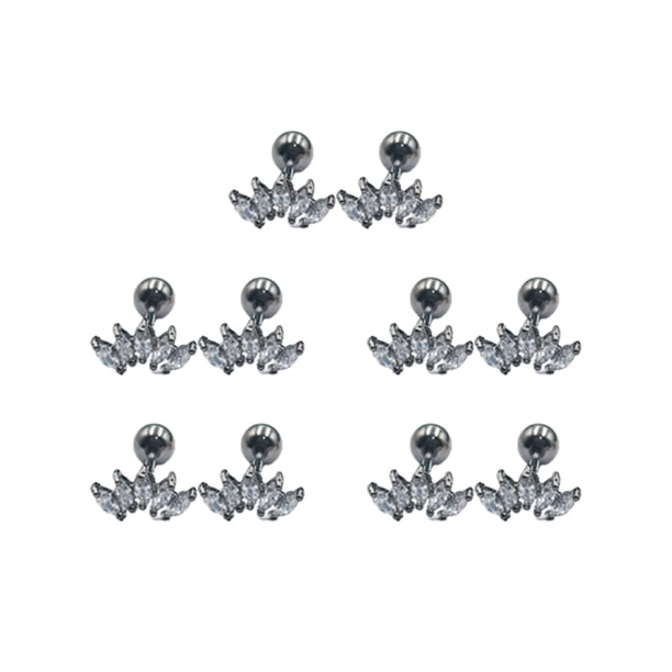 Qarigey 5 piezas de aretes de circón para niñas hermosas, accesorio de moda, aretes pequeños, regalo de festival, vestido femenino, adorno blanco S Ropa, zapatos y accesorios Miscelánea Negro XS Qarigey AP009683-13B
