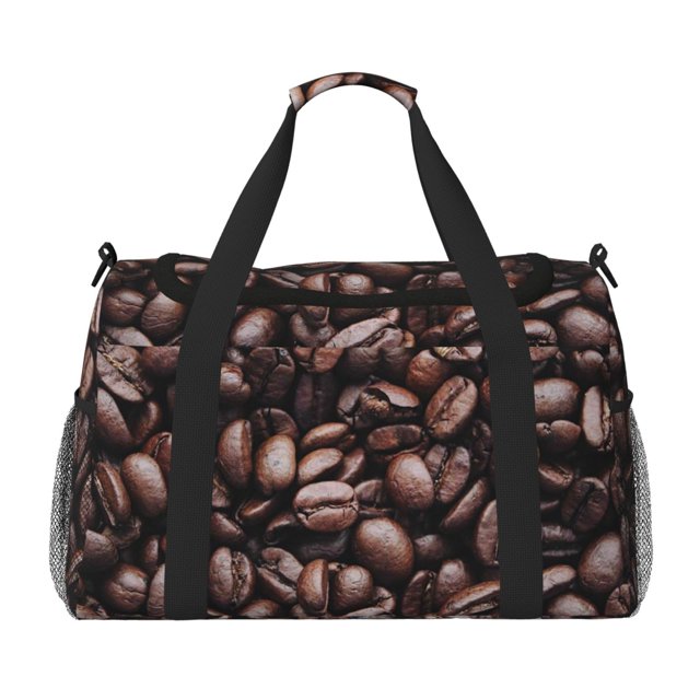 Fotbe Coffee Bean Bolsa de Viaje con Estampado, Bolsa de Fin de Semana para Mujer con Compartimento para Zapatos, Bolsa de Gimnasio con Bolsillo Húmedo