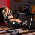 thumbnail image 6 of NiamVelo Gaming Chair with Footrest, Racing Style Gamer Chair for Adults&Teen, High Back Reclining Game Chair with Headrest and Lumbar Support, Computer Chair Desk Chair 250lb Capacity （White）, 6 of 7