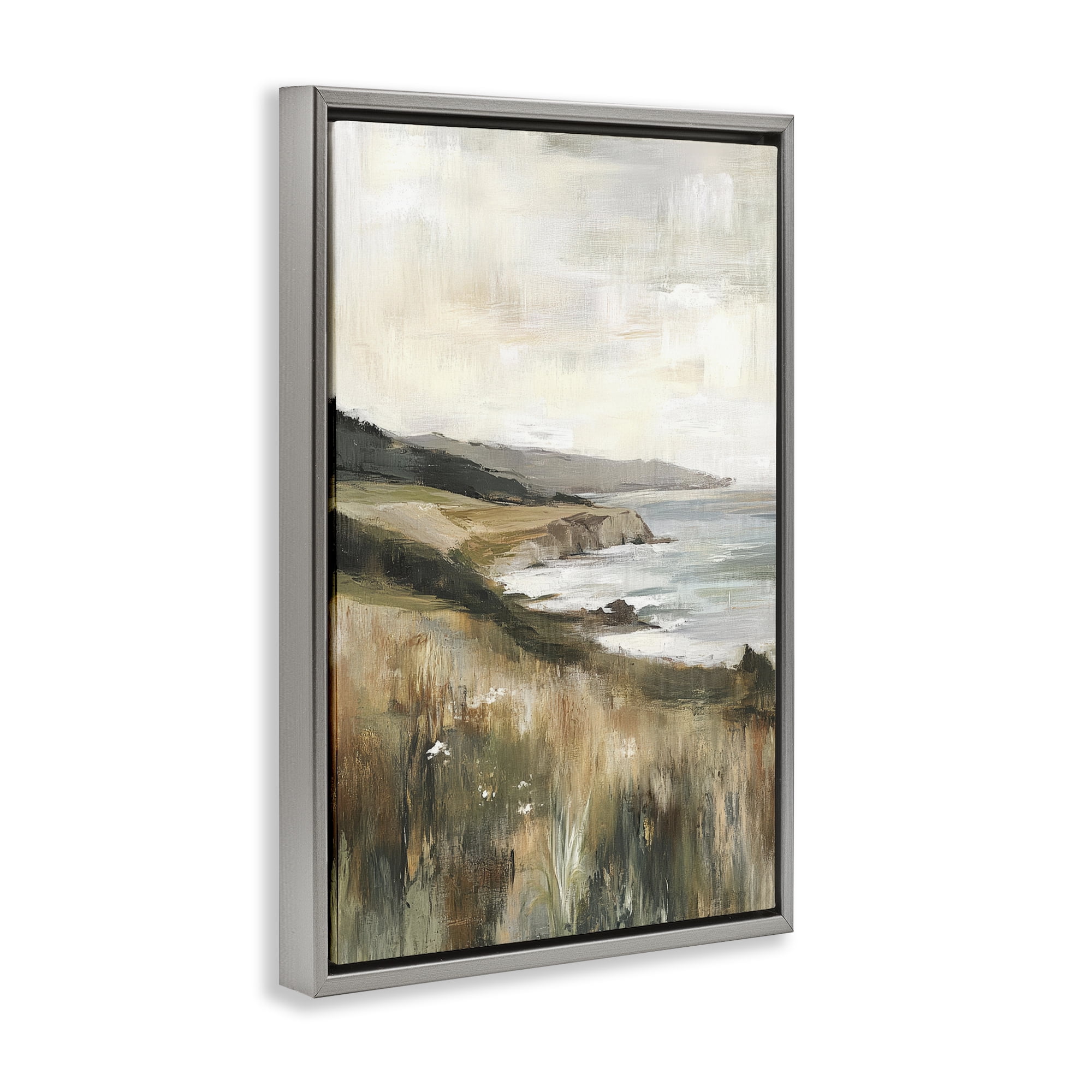 Stupell Industries Northern Coast Cliffside Gray Framed Floater Canvas Wall Art, design by Petal Prints Design