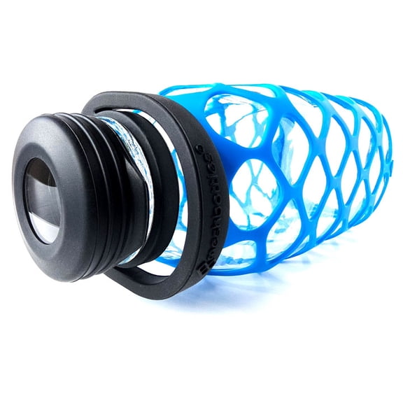 Meshbottle with Glass Top - French Blue - Plastic-free, BPA-free, Phthalate-free Glass Water Bottle - 32 oz