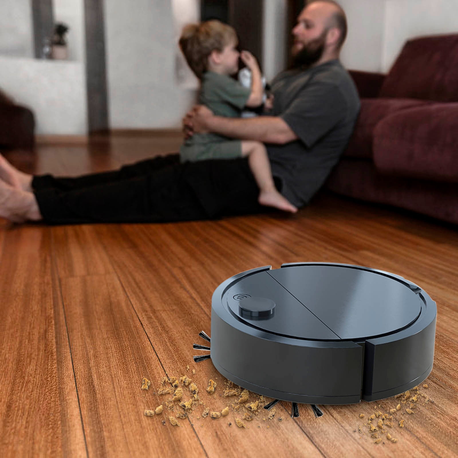 SPOORYYO Robot Vacuum And Mop Combo Mini 18x18x5.4cm 400mAh Lithium Battery 55db Quiet Operation Integrated Sweeping Suction Mopping Home Essentials