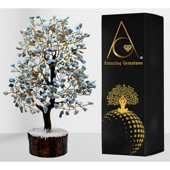 Blue Opal Crystal Tree - Healing Crystal Bonsai Tree Room Decor Office Desk Decor