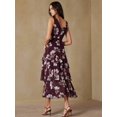 thumbnail image 6 of Multicolor Floral Print V-Neck Sleeveless Ruffle Hem Maxi Dress, Lightweight Chiffon, Slimming Waist, Elegant Romantic Style, 6 of 8