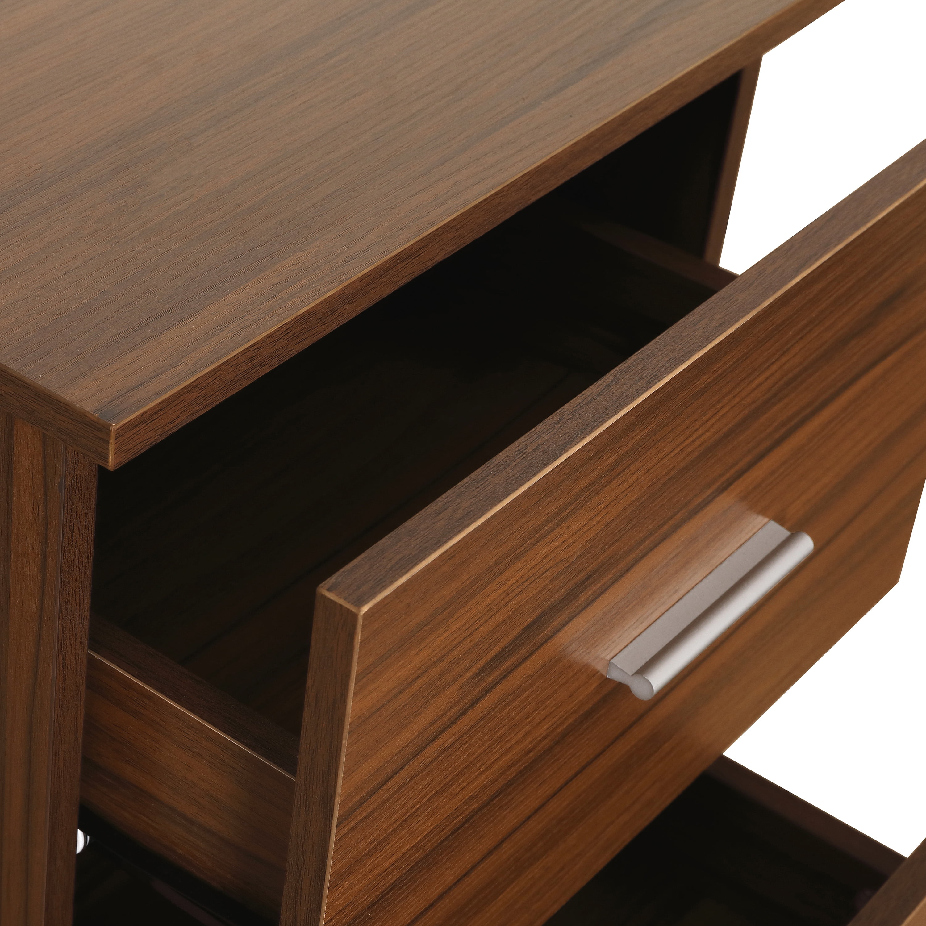 Techni Mobili L-Shape Home Office Desk with Storage, Walnut RTA-739DL-WAL