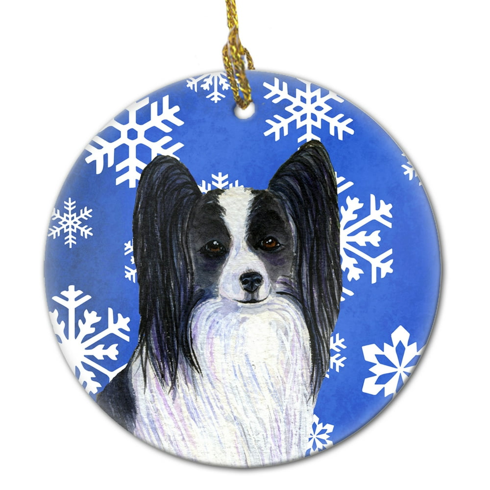 Papillon Winter Snowflakes Holiday Christmas Ceramic Ornament SS4643