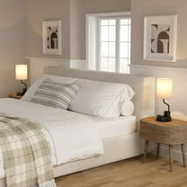 Bedside Table Lamps Set of 2 - Nightstand Light with AC Outlet & USB Ports, 3 Color Temperatures, Phone Holder & Pen Holder for Bedroom/Office/Dorm