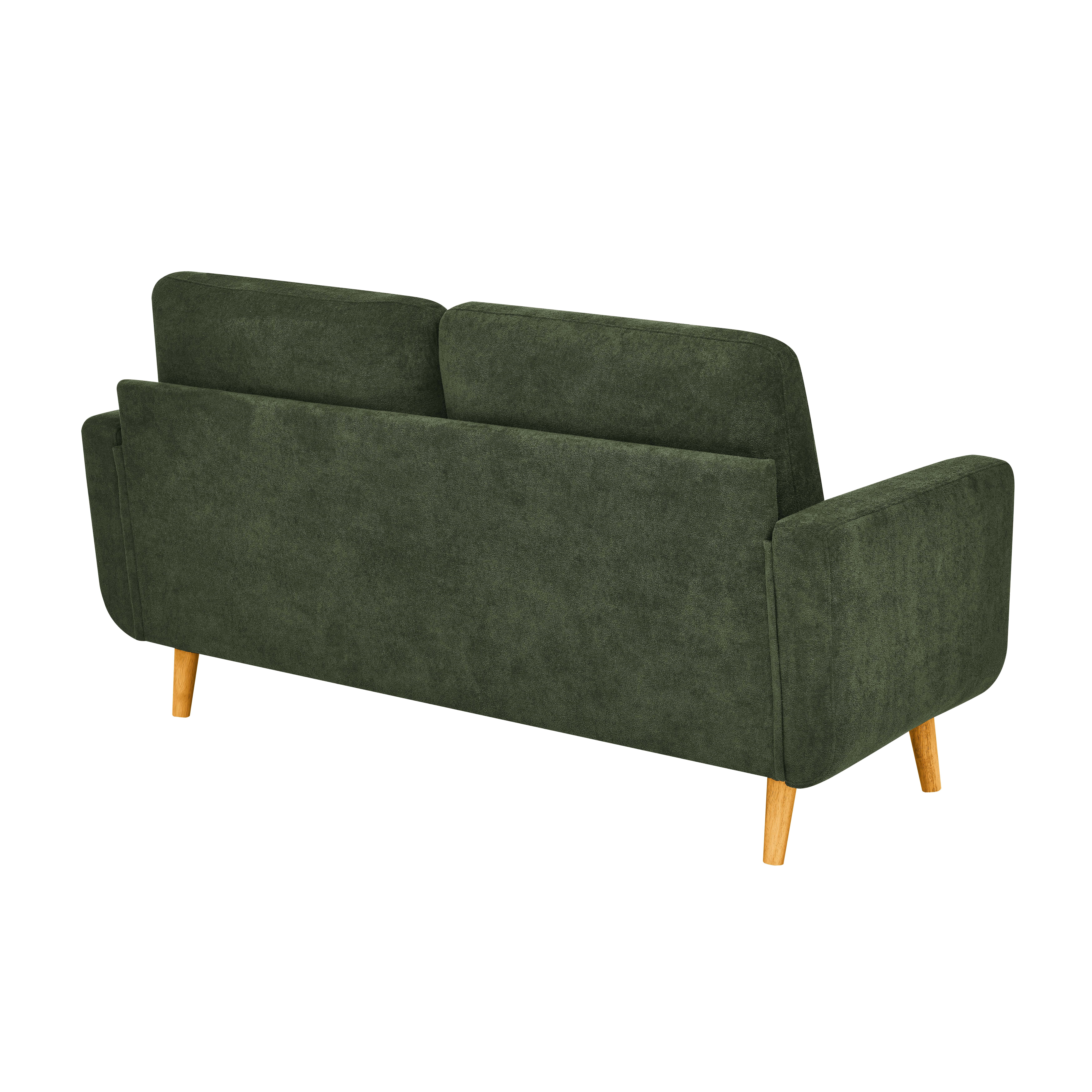 Mid-Century Modern Upholstered Tufted Loveseat Sofa, 67.7 Inch 2-Seater Couch with Solid Wood Legs for Living Room, Stylish, Green