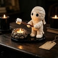 thumbnail image 6 of Halloween Campfire Tealight Holder, Cute Ghost Mummy Scarecrow Statue Candle Holders, Ghost Campfire Gathering for Indoor Halloween Decor, Cozy Fall Tabletop Accent (A3), 6 of 6