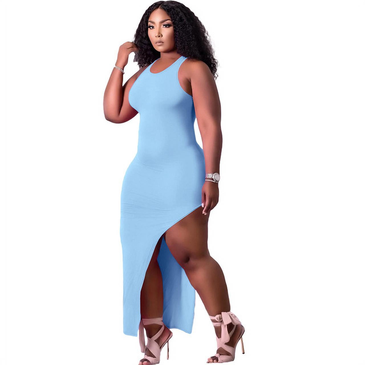 Side Slit Maxi Dress Streetwear Basic 