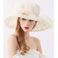thumbnail image 3 of Women's Organza Church Hat- Fascinator Bridal Floral Tea Party Wedding Hat, Flower Wide Brim Sun Hat, 3 of 6