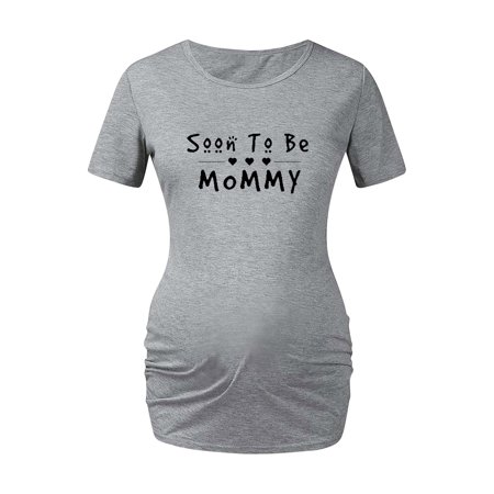 

CEHVOM Women Maternity Top Side Ruched Short Sleeve Mommy Plus Size Pregnancy T-Shirt