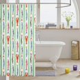thumbnail image 3 of Manfei Boho Fish Striped Shower Curtain 72Wx84L, Watercolor Marine Bathroom Shower Curtain, Green White, 3 of 5