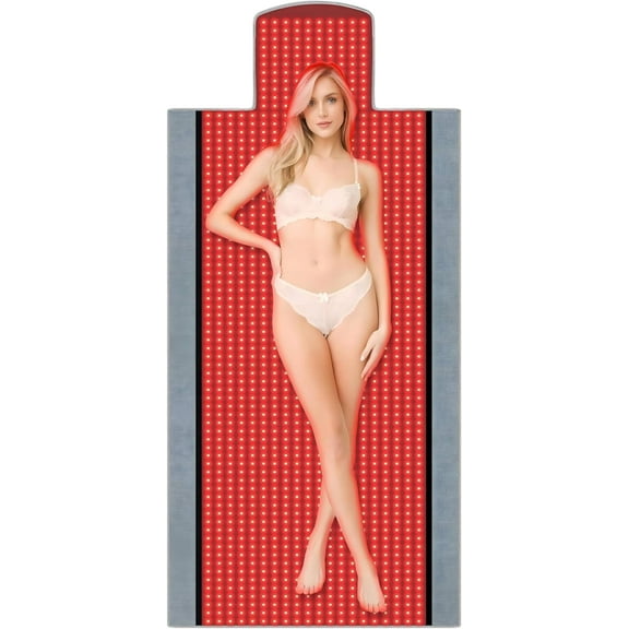 2025 New 1370pcs Dual Wavelength LED Beads 660nm&850nm Red Light Therapy Mat Full Body Used to Relieve Pain71''x 33'', Home Near Infrared Light Therapy Product with Timer（Gray）