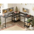 thumbnail image 3 of Escritorio L para Computadora, Duradero con Almacenamiento, para Home Office Pinmoco D31BLK, 3 of 7