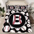 thumbnail image 2 of Homewish Boys Baseball Sports Bed Sheets, Cute Initial B Letter King Sheets, Black White Cartoon Sheet Set, Ultra Soft Bedroom Decor, 4pcs, 2 of 7