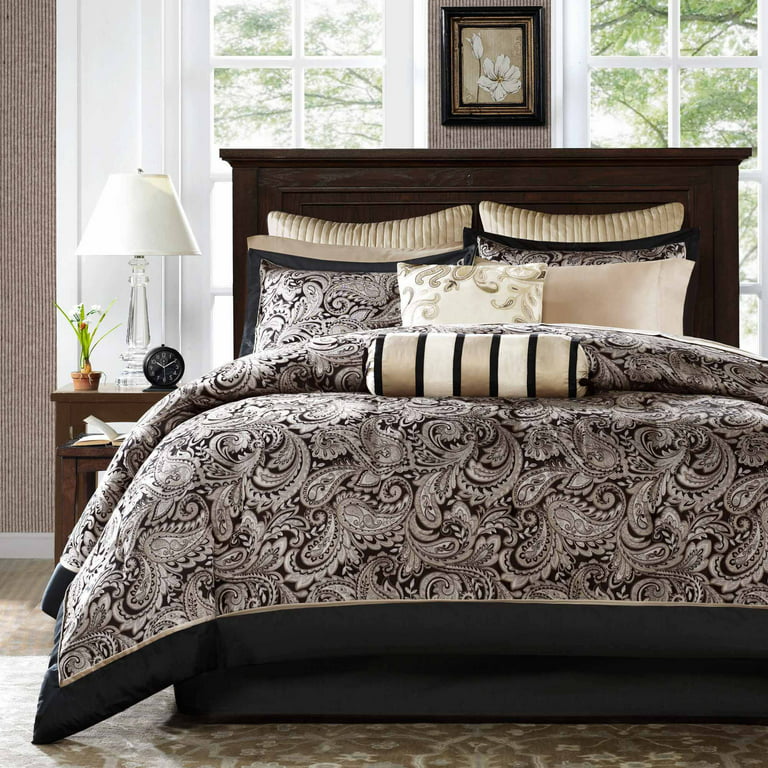 Classic Design Luxury Comforter Sets Queen Jacquard Paisley