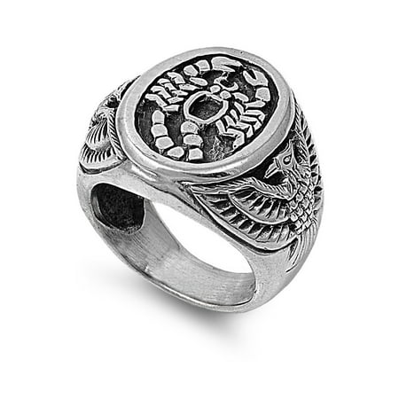 - 925 Sterling Silver Scorpion King Coat of Arms Ring Size 10