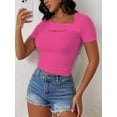 thumbnail image 5 of Womens Cutout Tops Fashion Sexy Short Sleeve Lightweight Slim Fitted Tops Tshirts, 5 of 5