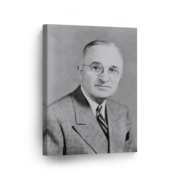 Smile Art Design 33rd President of The United States of America Harry S. Truman Portrait Canvas Wall Art Print American History Political Icon Office Library Living Room Home Decor 40x30