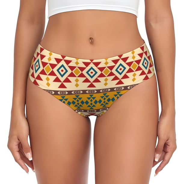 Fotbe Aztec Calzones Estampados para Mujer – Ropa Interior de Algodón, Cómoda, Suave y Elástica-Small